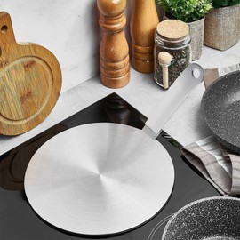 MoniDecor Induction Adaptor Plate for Pots, Coffee Machines and Pans with Removable Handle 20 cm Stainless Steel Adapter Plate Induction Adapter Plate