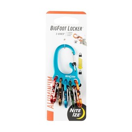 Nite Ize Bigfoot Locker KeyRack – Soporte de aluminio ligero para coche, casa y otras llaves, mosquetón con biners S – Capacidad para 15 llaves a la vez, equipo de senderismo y esenciales, aluminio