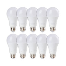 Tecnolite - Paquete de 10 Focos Led A19 para Interior y Exterior de 14 W y 1300 Lumens, Luz Fría de Día Fluorescente, No Atenuable, Ahorrador de Energía Eléctrica