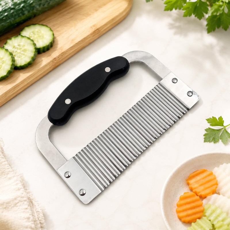 Crinkle-Cut Wave Slicer, Stainless Steel French Fry & Vegetable Cutter