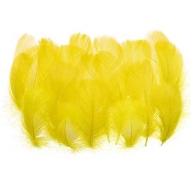 PATIKIL Colorful Feathers 3-5inch, 300pcs Goose Feathers Bulk for Crafts DIY, Wedding Home Party Decorations Dream Catcher, Yellow