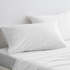 Pizuna Luxury Soft Satin Pack of 2 Pillowcases 40 x 80 cm White 800 Thread Count Cotton Square Pillowcases 100% Long Stack Cotton Pillowcase White 40 x 80 cm