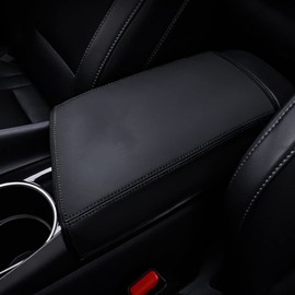 BOYOUS Car Armrest Cover Waterproof Center Console Pad Covers Scratch Resistance Full Protection Console Leather Arm Rest Protector fit for Hyundai Elantra 2021 2022 2023 2024 2025（Black Stitches）