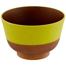 Kano Traditional Japanese Color Feather-turned Lacquer Divided Soup Bowl Young Leaf Color 73720