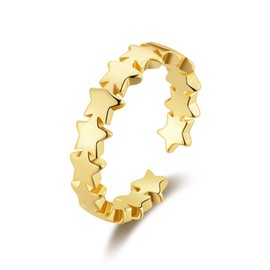 Philip Jones Gold Plated Adjustable Star Band Ring