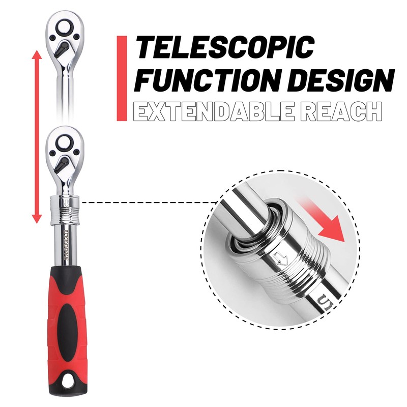 UYECOVE 3-Piece Extendable Ratchet Set, 1/4 3/8 1/2 Inch Extendable