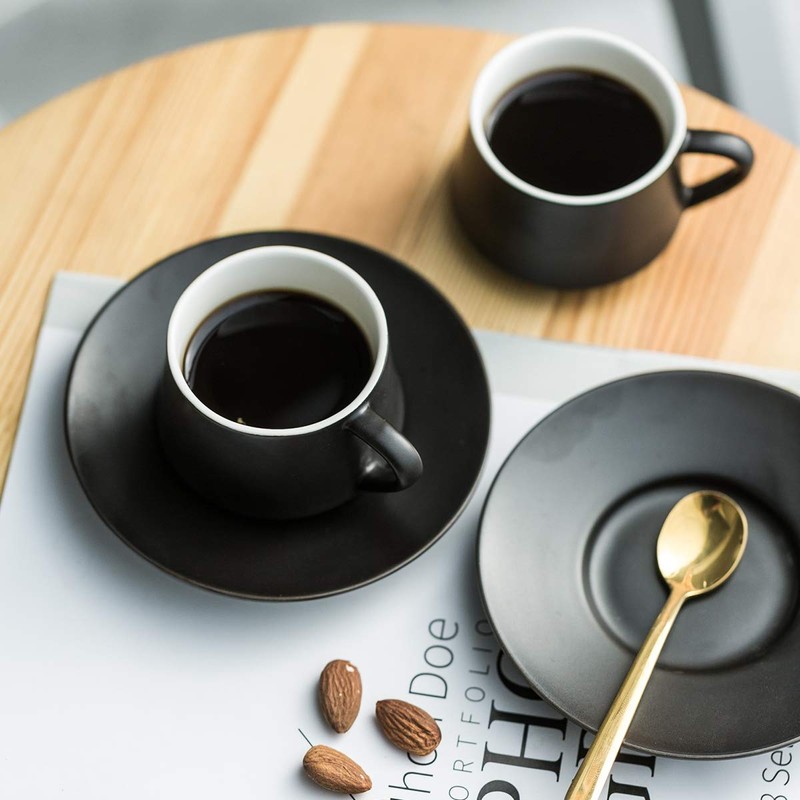 YHOSSEUN Ceramic Espresso Cups Set of 6, 4 Oz Expresso