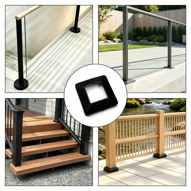 Black Deck Post Base Cover for Railings, 2x2 Inch, 6