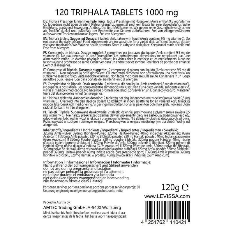 MoriVeda Triphala Pellets High Dose, 1000 mg Vegan, from Ayurveda
