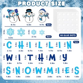 Whaline 52Pcs Winter Snowman Cutouts Christmas Snowman Snowflake Cutouts Winter Chillin with My Snowmies Bulletin Board Decor Blue White Snowman Holiday Party Cutouts for School Classroom Decor