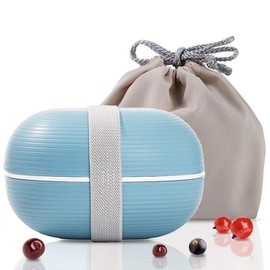 Bento Box, Macaron, 2-Tier Lunch Box, Stylish, Cute, Women, Men, Office Workers, Students (Mist Blue, 20.1 fl oz (590 ml)