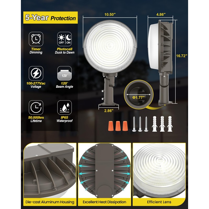 YARBO 150W LED Barn Light 120W 100W Switchable, 5000K/4000K/3000K Adjustable,