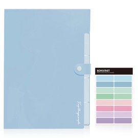 KONVINIT Expandable Expanding File - a4 Folders Expander Organiser Folder with 5 Pockets High Capacity Portable File Folder for School,Office and Home Document Organiser,Blue
