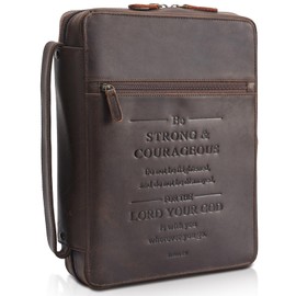 Polare Full Grain Leather Bible Cover Church Bag Bible Protective Book Holder Carrying Case Folder Organizer Portfolio