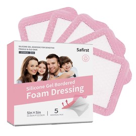 Silicone Foam Dressing 5x5 Super Absorbent Wound Dressing Waterproof Bandages for Wounds Care Pressure Sores Surgical Wounds Burns(5PCS) (5x5inch)