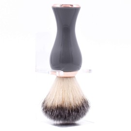 Parker Safety Razor Premium Synthetic Bristle Shaving Brush with Stand - Super Soft Bristles for Sensitive Skin - Deluxe Grey and Rose Gold Handle - Shaving Brush for Men and Women