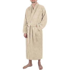 normani Men's Bathrobe Extra Long 100% Cotton Oeko Tex 100 for Large People, beige