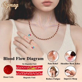 Cigmag Copper Necklace for Women, with 99% Solid Pure Ring Ultra Strength Magnets, Adjustable New Slim and Lightweight