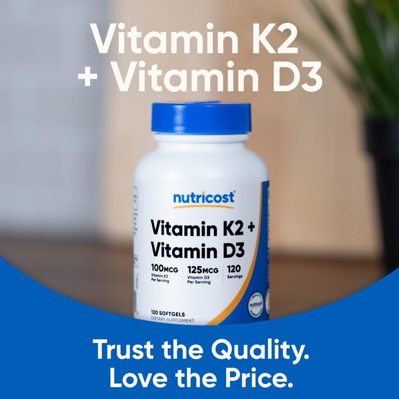 Nutricost Vitamin K2 (MK7) (100mcg) + Vitamin D3 (5000 IU)