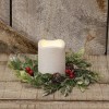 Unbranded Snowy Boxwood & Berry Candle Ring / Wreath 4.5"