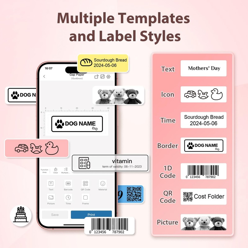 TYPONOS P21 Label Maker Machine with Tape, Label Printer Thermal