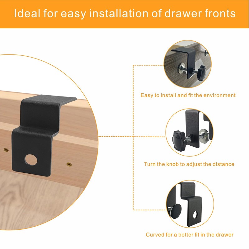 VANROUG 4 Pcs Drawer Front Installation Clamps Adjustable Drawer Fixing