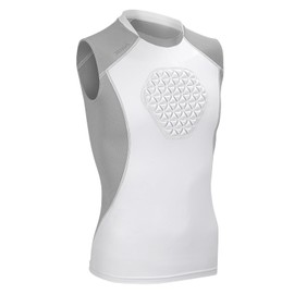 Youth Baseball Chest Protector Softball Padded Shirt Heart Guard Sternum Protection for Baseball,Football,Lacrosse（White Grey,S）