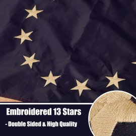 Bradford Embroidered Tea Stained Betsy Ross Flag 3x5 ft Outdoor Heavy Duty 13 Star Ame...