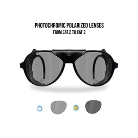 BERTONI Glacier Polarized Sunglasses for Mountain Hiking Trekking Ski mod ALPS Italy (Black - Photochromic Polarized)