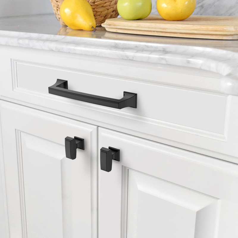 Amerdeco 10 Pack Matte Black Cabinet Pulls 5 Inch(128mm) Hole