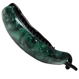 Elegant Banana Hair Clip, Marbled Green Acrylic, Large Size (green marble)