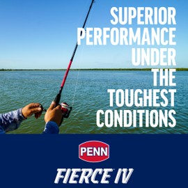 PENN Fierce IV Spinning Reel and Fishing Rod Combo,Black/Red