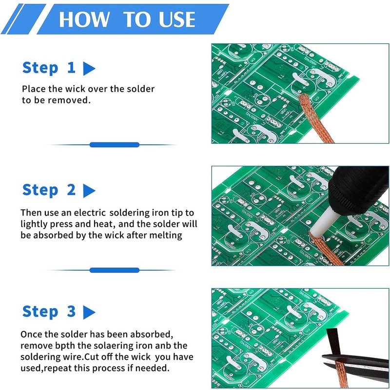 6 Pcs Solder Wick Solder No-Clean Braid Wick Set, 1.5