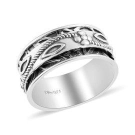 Shop LC Anxiety Ring for Women 925 Sterling Silver Spinning Spinner Rings for Men Oxidized Concave Floral Engraved Boho Jewelry Band Meditation Stress Relief Gifts for Women Size 5 Birthday Gifts