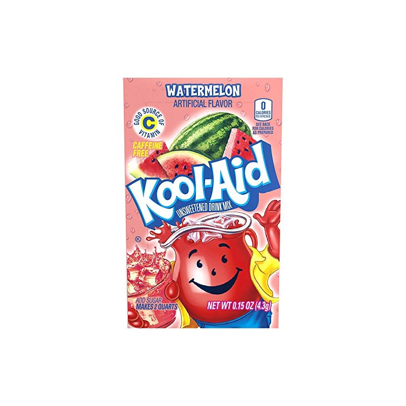 Kool-Aid Watermelon Flavored Unsweetened Caffeine Free Powdered Drink Mix 0.15
