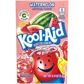 Kool-Aid Watermelon Flavored Unsweetened Caffeine Free Powdered Drink Mix 0.15 Ounce (Pack of 48)