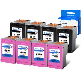 SuperInk Remanufactured 65XL High Yield Ink Cartridge Replacement for HP 65 65 XL N9K04AN N9K03AN Compatible with AMP 120 125 DeskJet 2620 3700 3720 Envy 5000 5032 Printer (4 Black, 4 Tri-Color)