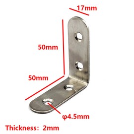 (20 Pieces) 50x50x2mm Angle Connector Corner Brackets (Thickness 2mm) Stainless Steel L Shape Brace Brackets with Screws