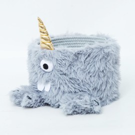 Plush Cartoon Cotton Rope Storage Basket, Cute Decorative Organizer for Home, Soft and Durable Storage Bin for Toys, Sundries, and Home Decor (Grey-A)