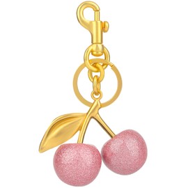 Santiccipa Cherry Keychain, Cherry Bag Charm, Bag Charm for Purses and Handbags,Gifts for Women (Sparkling Pink)