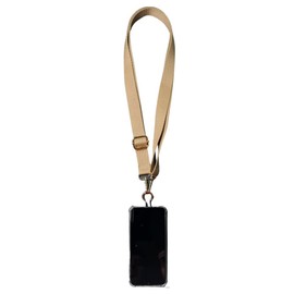 Labs Line Strap Beige Fabric Lanyard Holder Phone Include Universal Connector with Gold Ring