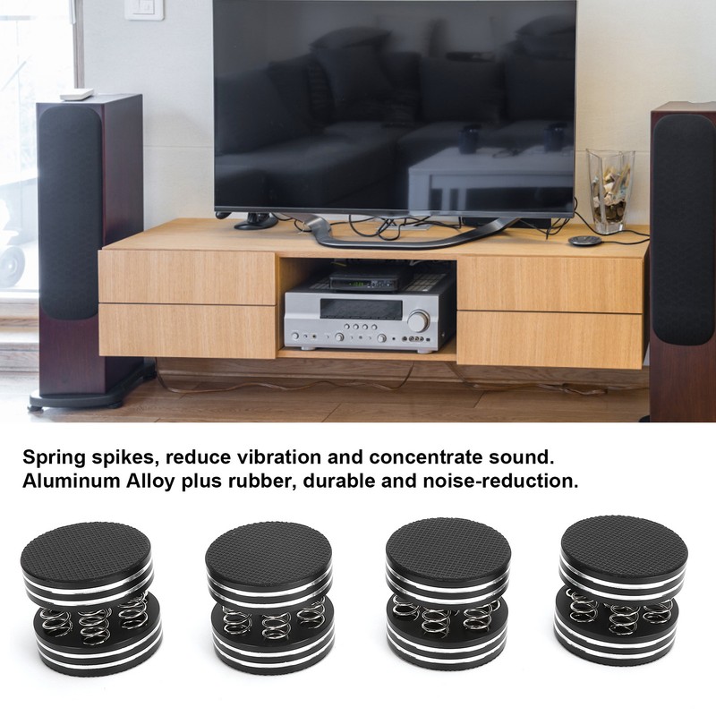 4PCS Spring Speaker Spikes Sound Dampening Feet for HiFi Amplifier/Speaker/Turntable/PlayerBlack