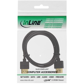 InLine® 17555S HDMI Super Slim Cable A to A High Speed with Ethernet 0.5 m Black/Gold