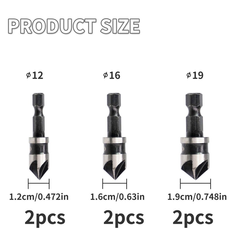 YXIING 6 Pcs Countersink Drill Bit, Countersink Drill Bits Set1/4