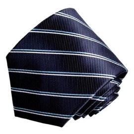 Covona Men's Navy Light Blue Stripe Tie