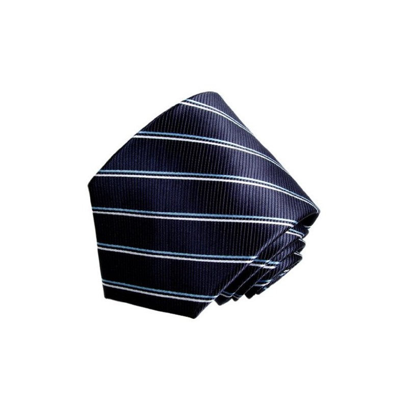 Covona Men's Navy Light Blue Stripe Tie