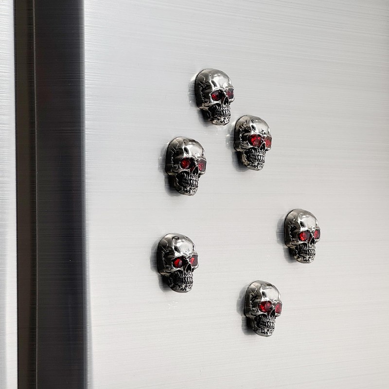 SkullCraft Stylish Skull Refrigerator Magnets - Gothic Metal Decor with