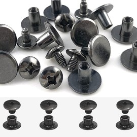 100 Sets Chicago Screws Gun Metal - 5/16 Inch Zinc Alloy Flat Head Studs Screw Rivets for Leather – Suitable for DIY Leather Crafts, Belts, Handbags & Garments