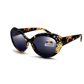 SydeStyle Polarized & Bifocal Readers Sunglasses for Women Rhinestone Cat Eyes Sun Reading Glasses UV Brown Black (Brown, 3.00, x)