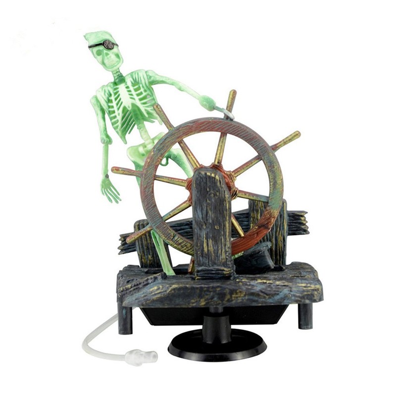 Delight eShop Action-Aquarium Skeleton Pirate Captain Ornament Fish Tank Landscape